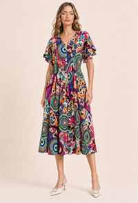 Button Front Abstract Dress