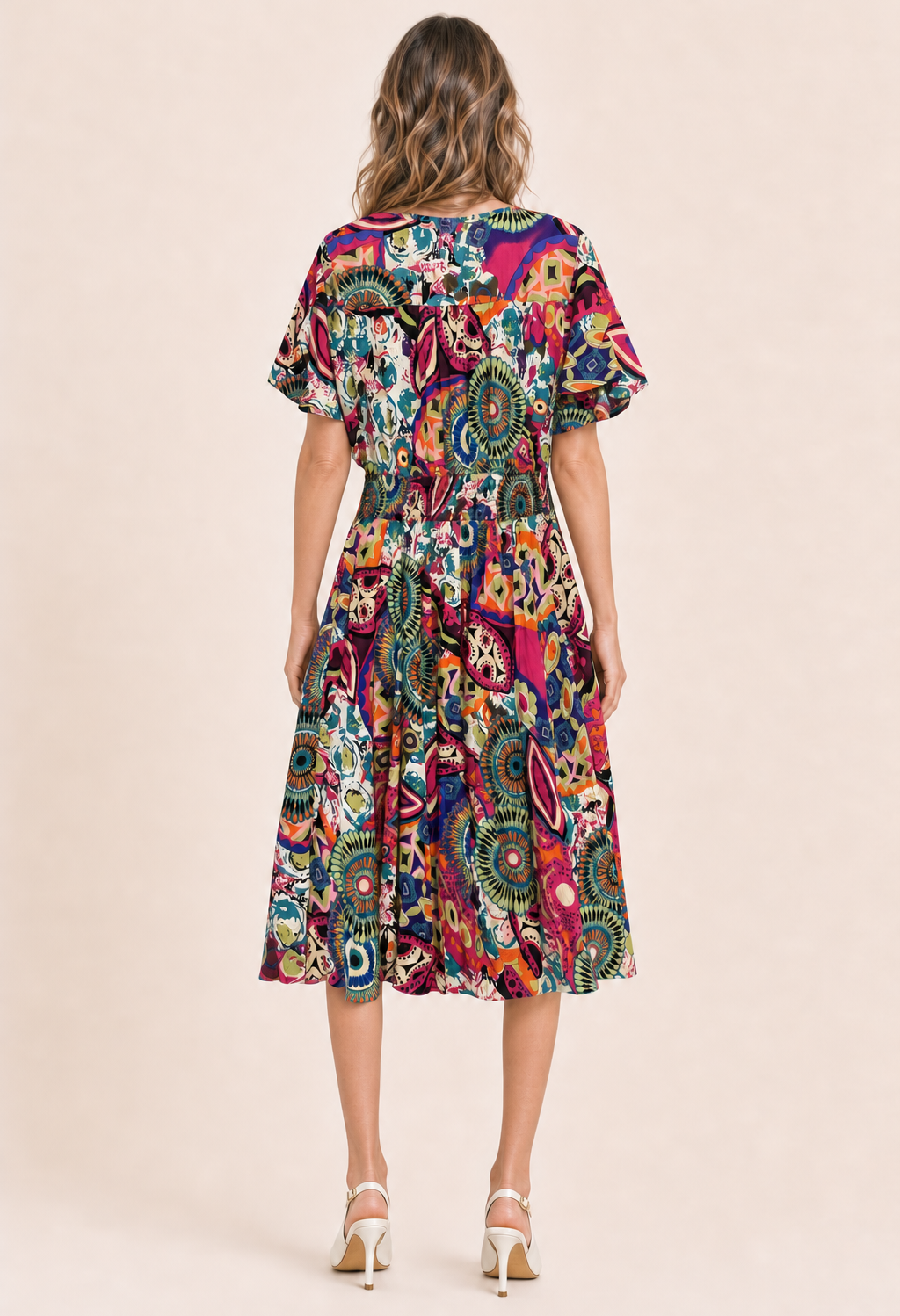 Button Front Abstract Dress
