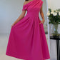 Dollie Asymmetric Neckline Skater Midi Dress