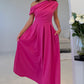 Dollie Asymmetric Neckline Skater Midi Dress