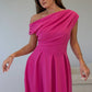 Dollie Asymmetric Neckline Skater Midi Dress