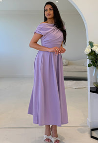 Dollie Asymmetric Neckline Skater Midi Dress
