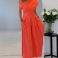 Dollie Asymmetric Neckline Skater Midi Dress