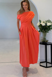 Dollie Asymmetric Neckline Skater Midi Dress
