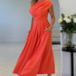 Dollie Asymmetric Neckline Skater Midi Dress