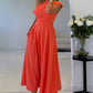 Dollie Asymmetric Neckline Skater Midi Dress