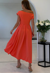 Dollie Asymmetric Neckline Skater Midi Dress