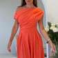Dollie Asymmetric Neckline Skater Midi Dress