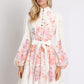 Floral and Diamante Belted Short Dress