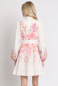 Floral and Diamante Belted Short Dress