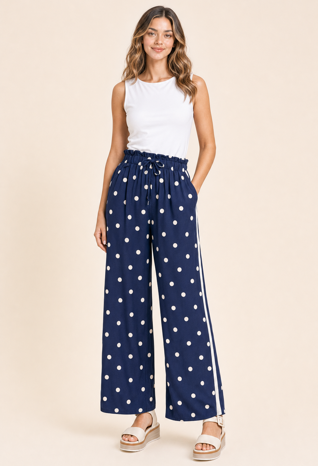 Polka Dot Wide Leg Trousers