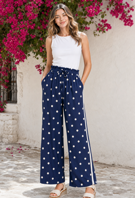 Polka Dot Wide Leg Trousers