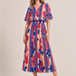 Abstract Plisse Pleated Pop Over Dress