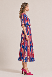 Abstract Plisse Pleated Pop Over Dress