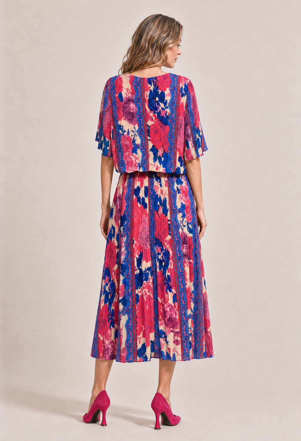 Abstract Plisse Pleated Pop Over Dress