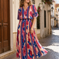 Abstract Plisse Pleated Pop Over Dress