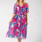 Abstract Plisse Pleated Pop Over Dress