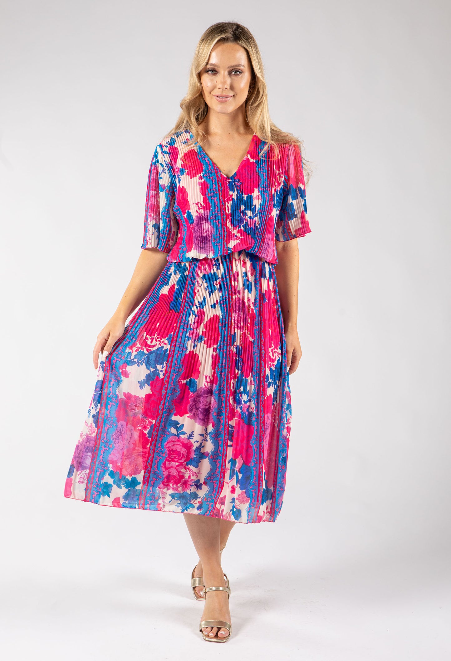Abstract Plisse Pleated Pop Over Dress