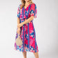 Abstract Plisse Pleated Pop Over Dress