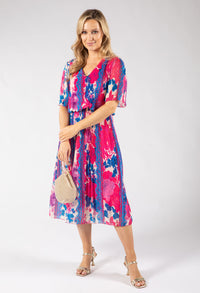 Abstract Plisse Pleated Pop Over Dress
