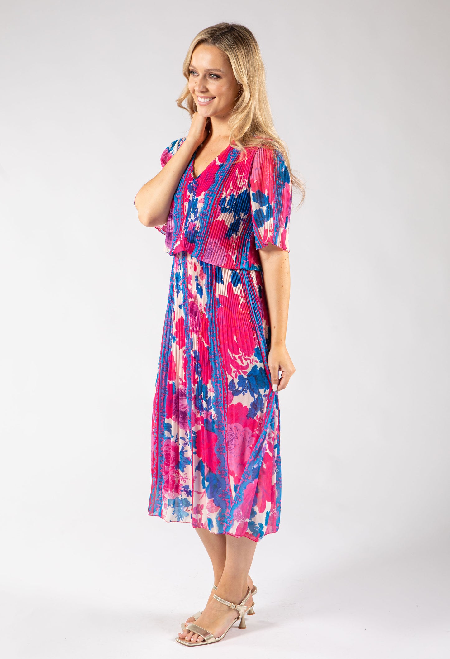Abstract Plisse Pleated Pop Over Dress