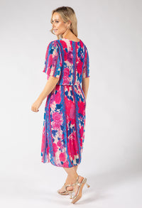 Abstract Plisse Pleated Pop Over Dress