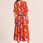 Abstract Plisse Pleated Pop Over Dress
