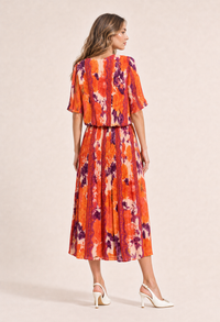 Abstract Plisse Pleated Pop Over Dress