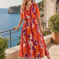 Abstract Plisse Pleated Pop Over Dress