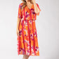 Abstract Plisse Pleated Pop Over Dress