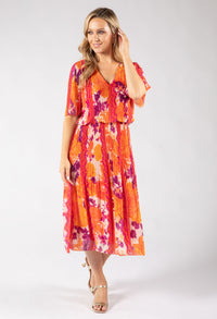 Abstract Plisse Pleated Pop Over Dress