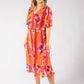 Abstract Plisse Pleated Pop Over Dress