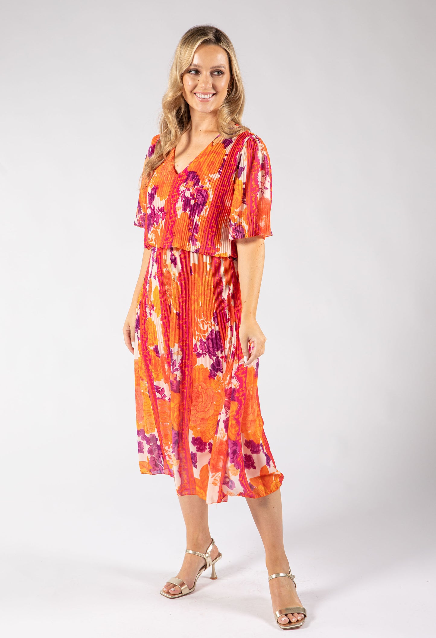 Abstract Plisse Pleated Pop Over Dress