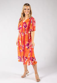 Abstract Plisse Pleated Pop Over Dress