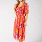 Abstract Plisse Pleated Pop Over Dress