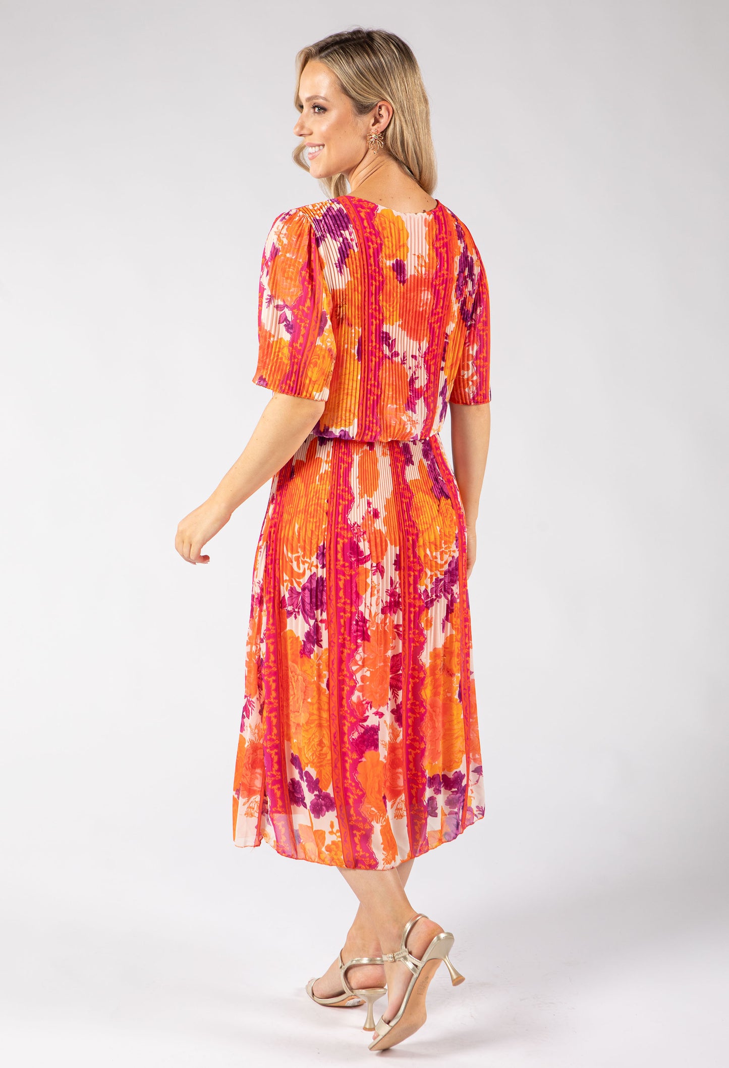 Abstract Plisse Pleated Pop Over Dress