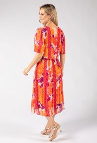 Abstract Plisse Pleated Pop Over Dress