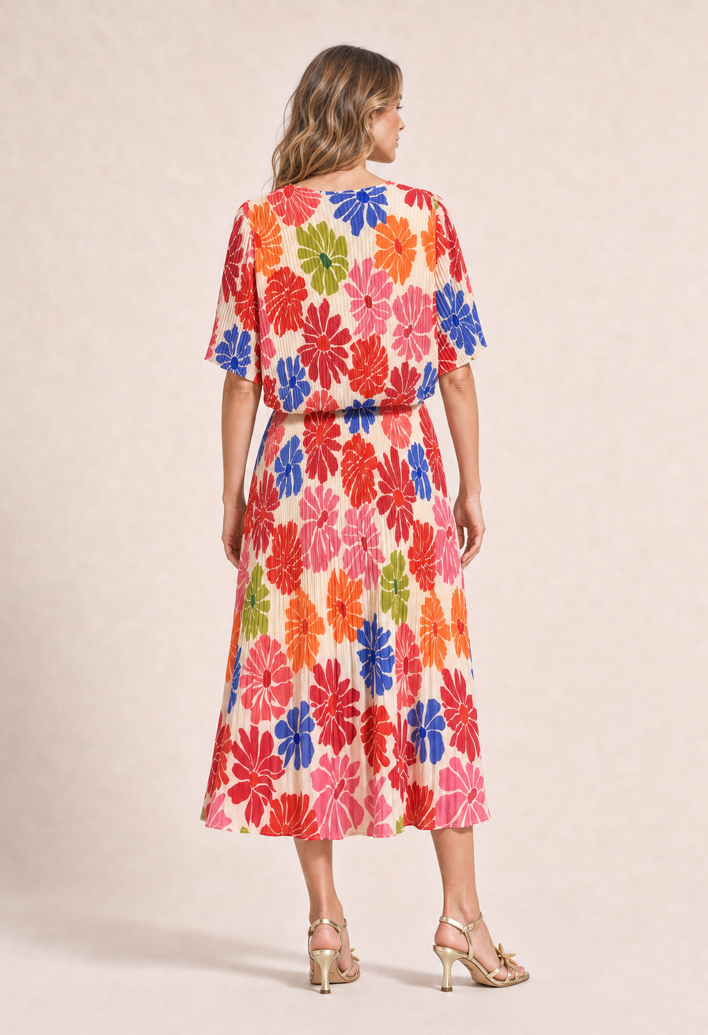 Daisy Plisse Pleated Pop Over Dress