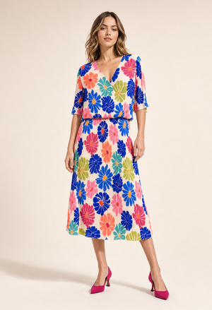 Daisy Plisse Pleated Pop Over Dress