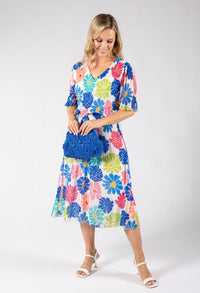 Daisy Plisse Pleated Pop Over Dress