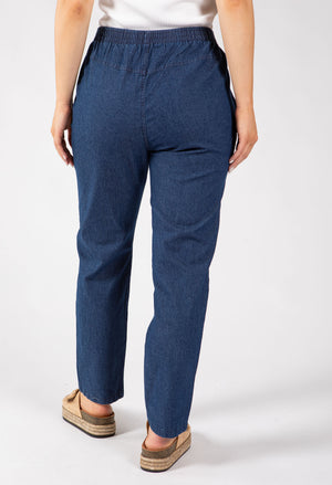 Buttoned Denim Look Trousers
