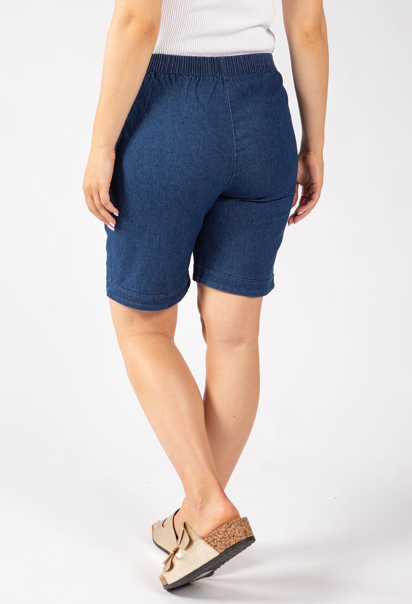 Zip Pocket Denim Look Shorts