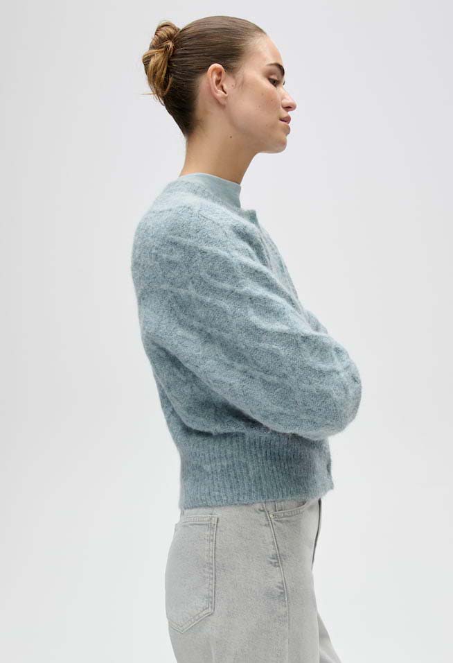 Dable Cardigan With Cable-Knit Pattern, view 2 – Pamela Scott