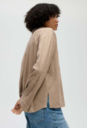 Filara Loose Fit Faux Suede Blouse, view 2 – Pamela Scott