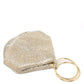 Gold mesh keychain on a white background