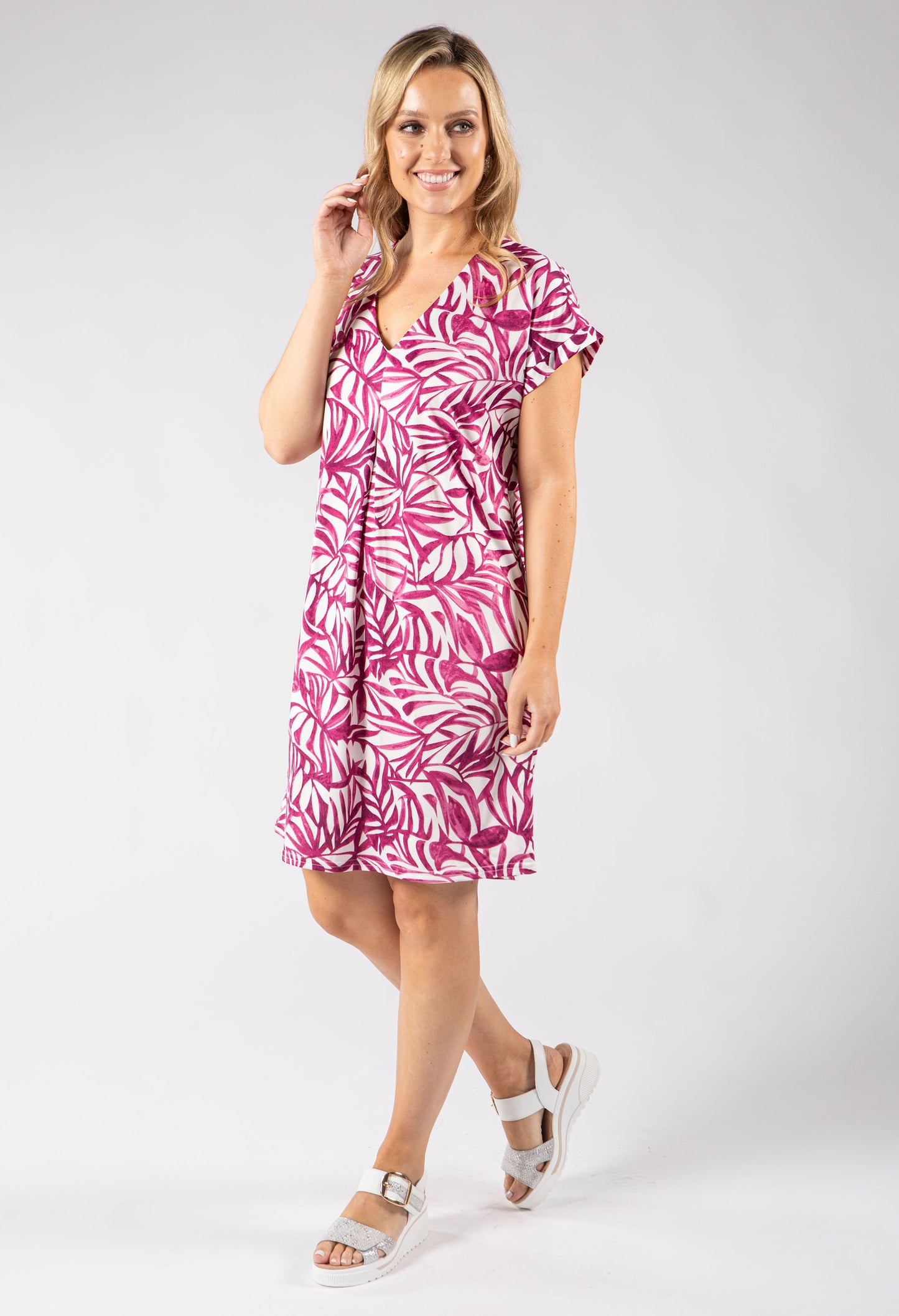 Isa Silky Touch Palm Print Dress