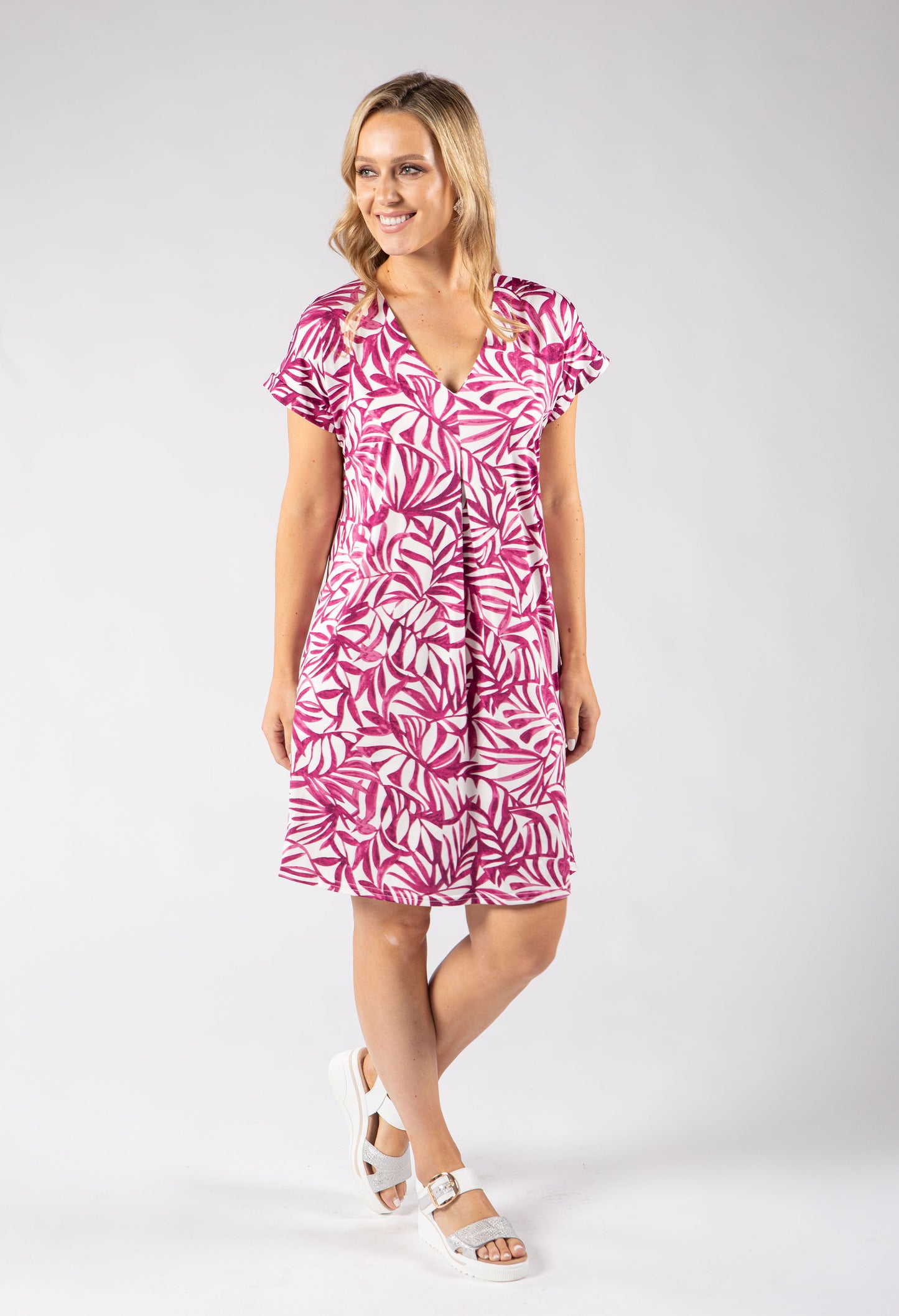 Isa Silky Touch Palm Print Dress