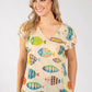 Fish Print Lurex Knit Top