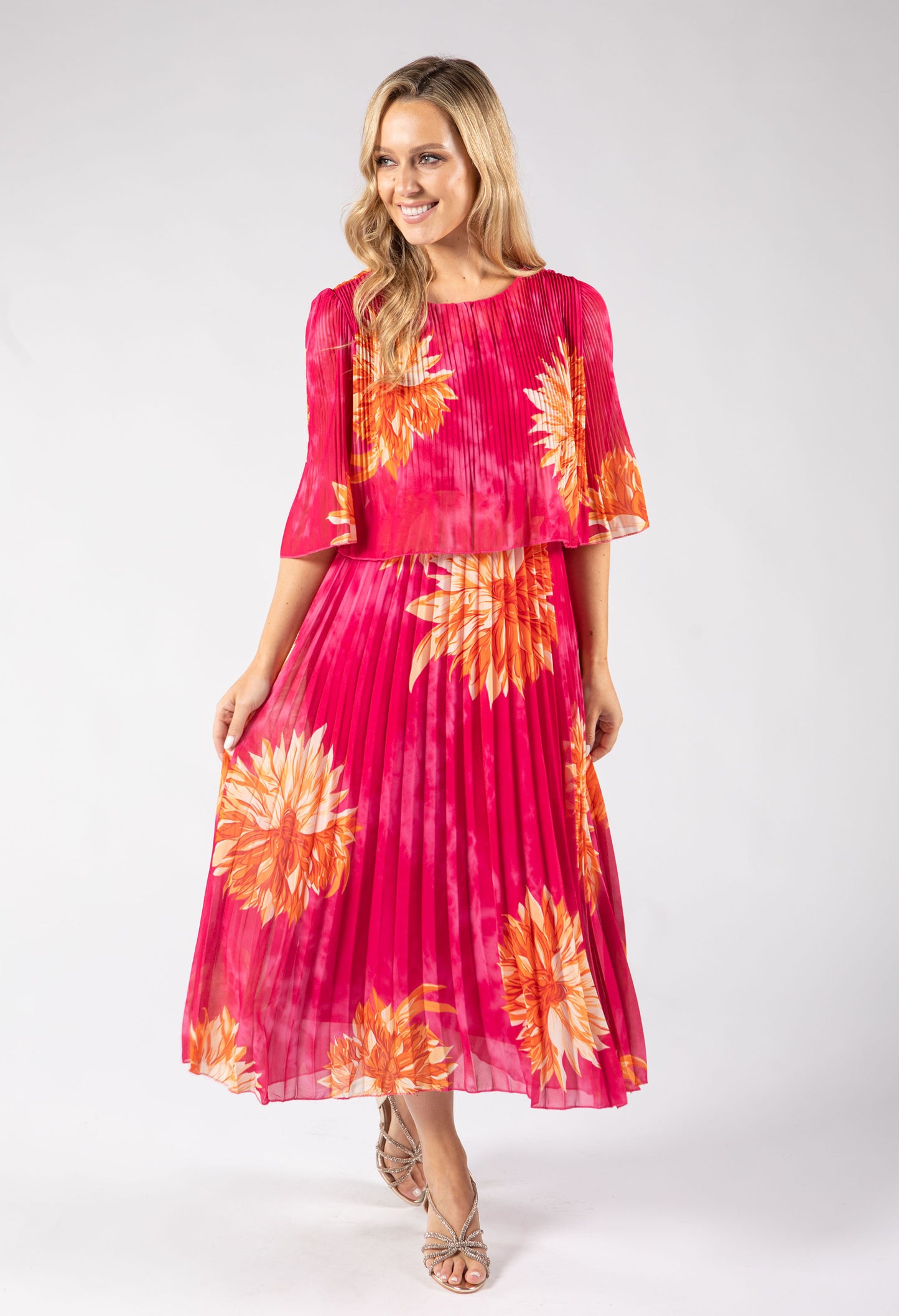 Blossom Plisse Pleated Pop Over Dress