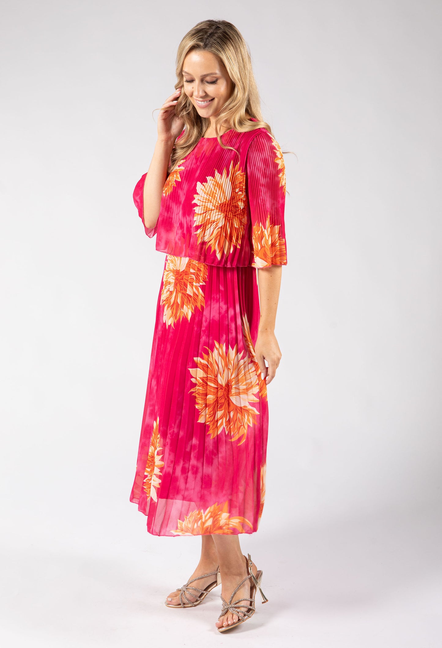 Blossom Plisse Pleated Pop Over Dress